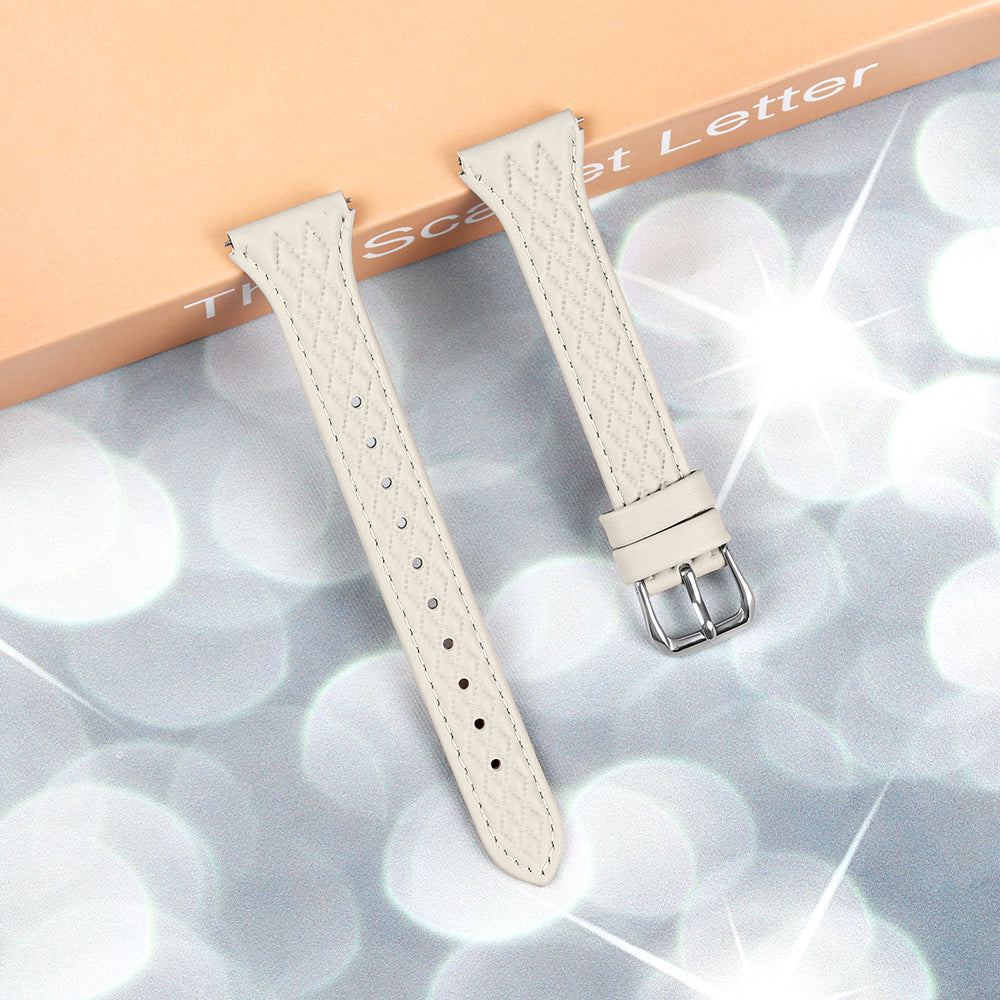 For Huami Amazfit Youth Edition 20mm Watchband Top-Layer Cow Leather Watch Strap - Apricot
