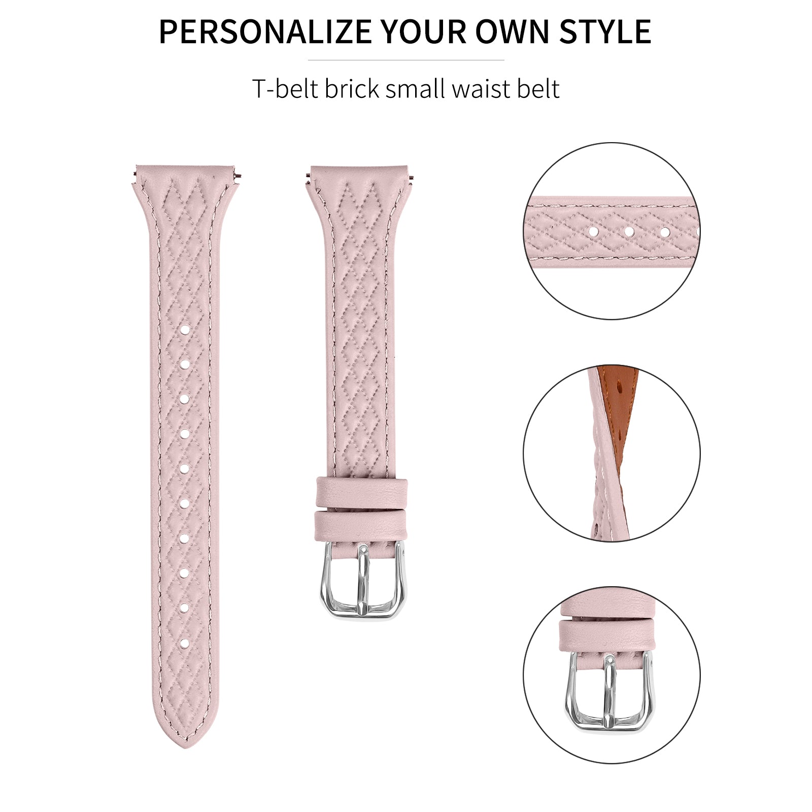 For Samsung Galaxy Watch4 / Watch4 Classic / Watch4 Active / Watch 5 / 5 Pro Top-Layer Cow Leather Watch Band - Pink