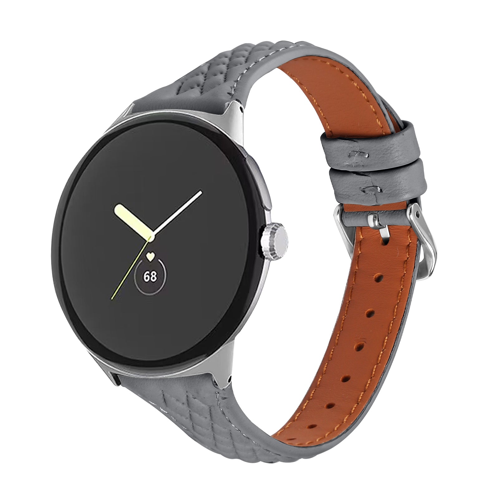For Google Pixel Watch / Watch 2 Watch Strap Top-Layer Cow Leather Watch Band - Grey
