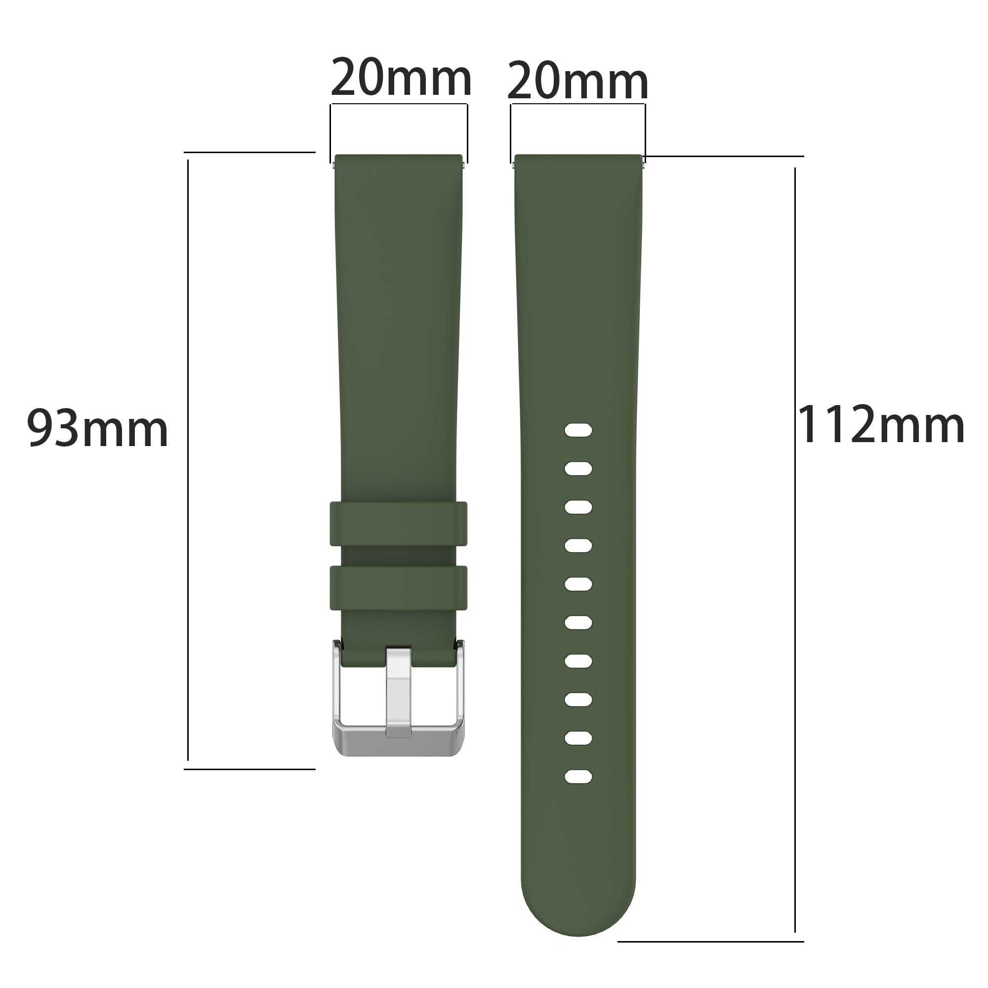 For Huami Amazfit Active / GTS 4 Mini Silicone Watch Band 20mm Replacement Strap - Army Green