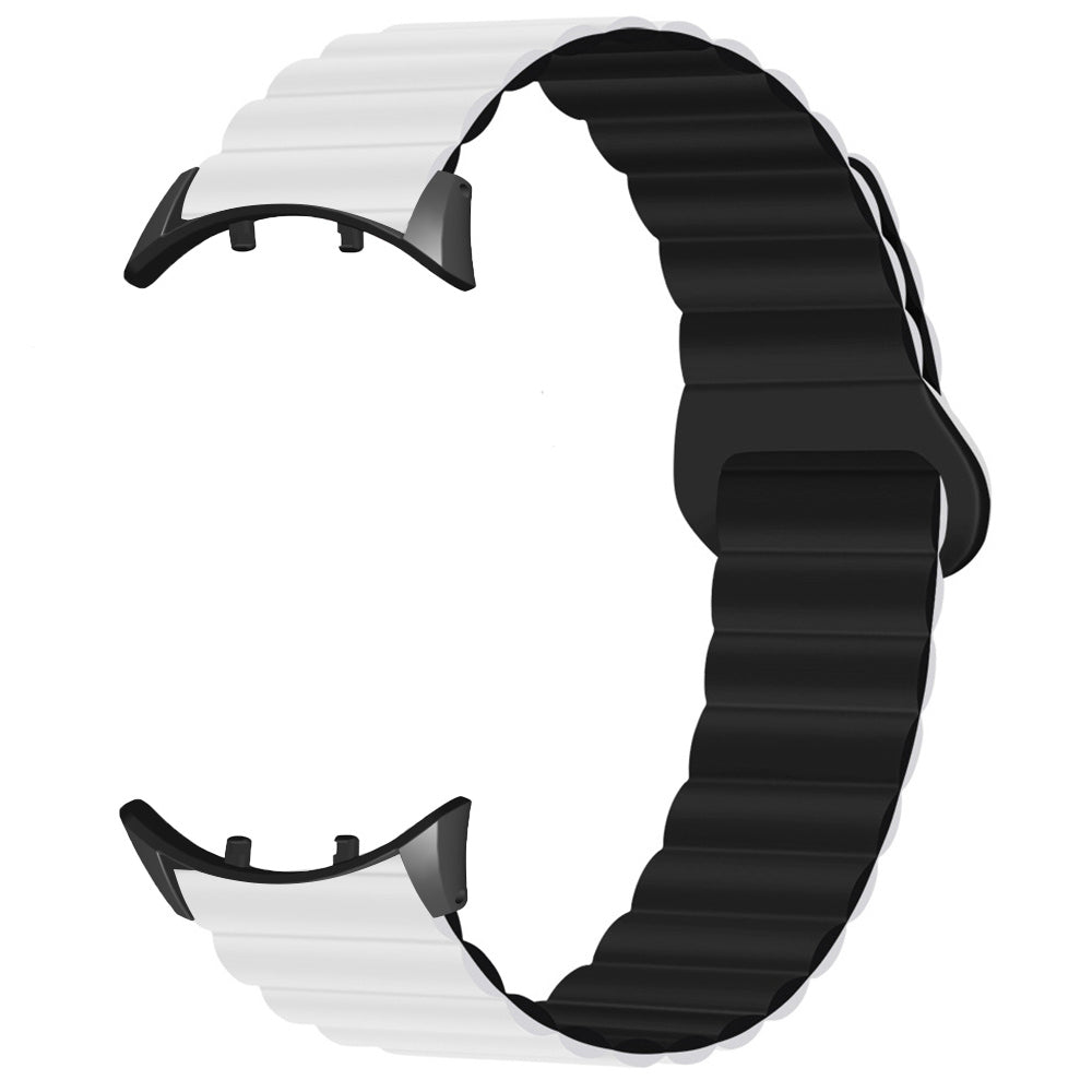 For vivo Watch 3 Magnetic Sport Loop Watch Band Silicone Dual Color Strap - White+Black
