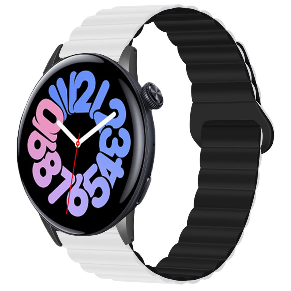 For vivo Watch 3 Magnetic Sport Loop Watch Band Silicone Dual Color Strap - White+Black