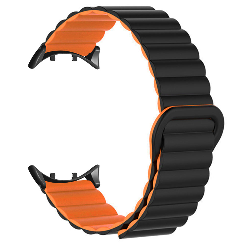 For vivo Watch 3 Magnetic Sport Loop Watch Band Silicone Dual Color Strap - White+Black