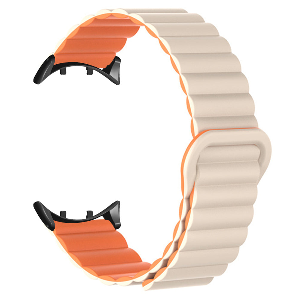For vivo Watch 3 Magnetic Sport Loop Watch Band Silicone Dual Color Strap - White+Black