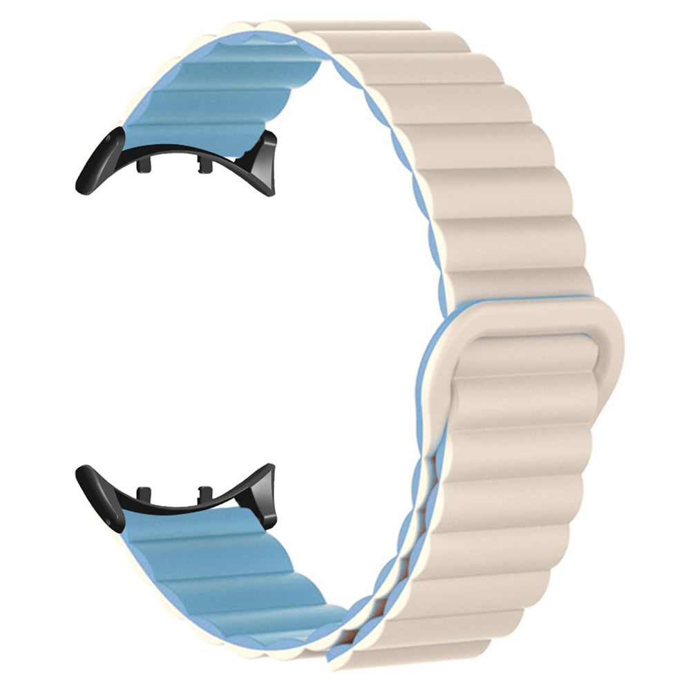 For vivo Watch 3 Magnetic Sport Loop Watch Band Silicone Dual Color Strap - White+Black