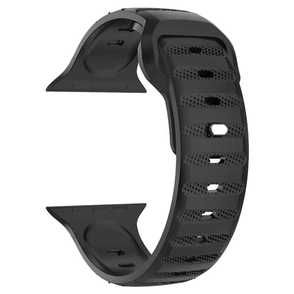 For Apple Watch Ultra 2 Ultra 49mm / Series 9 8 7 45mm / SE (2023) SE (2022) SE 6 5 4 44mm / 3 2 1 42mm Fluororubber Watch Band - Black