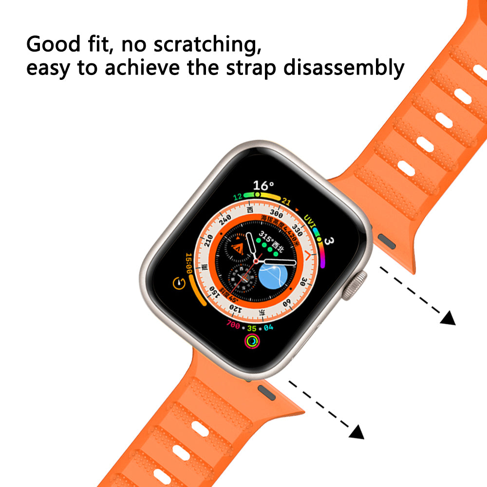 For Apple Watch Ultra 2 Ultra 49mm / Series 9 8 7 45mm / SE (2023) SE (2022) SE 6 5 4 44mm / 3 2 1 42mm Fluororubber Watch Band - Black