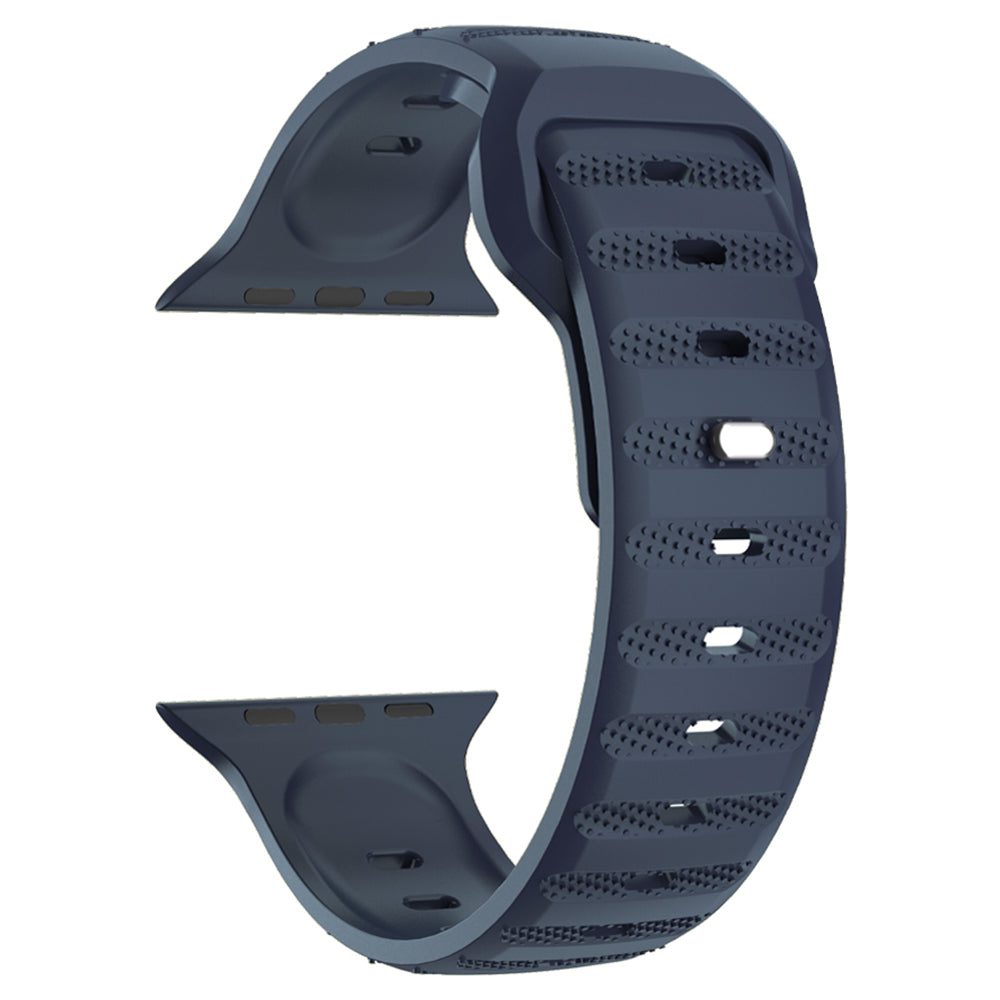 For Apple Watch Ultra 2 Ultra 49mm / Series 9 8 7 45mm / SE (2023) SE (2022) SE 6 5 4 44mm / 3 2 1 42mm Fluororubber Watch Band - Black