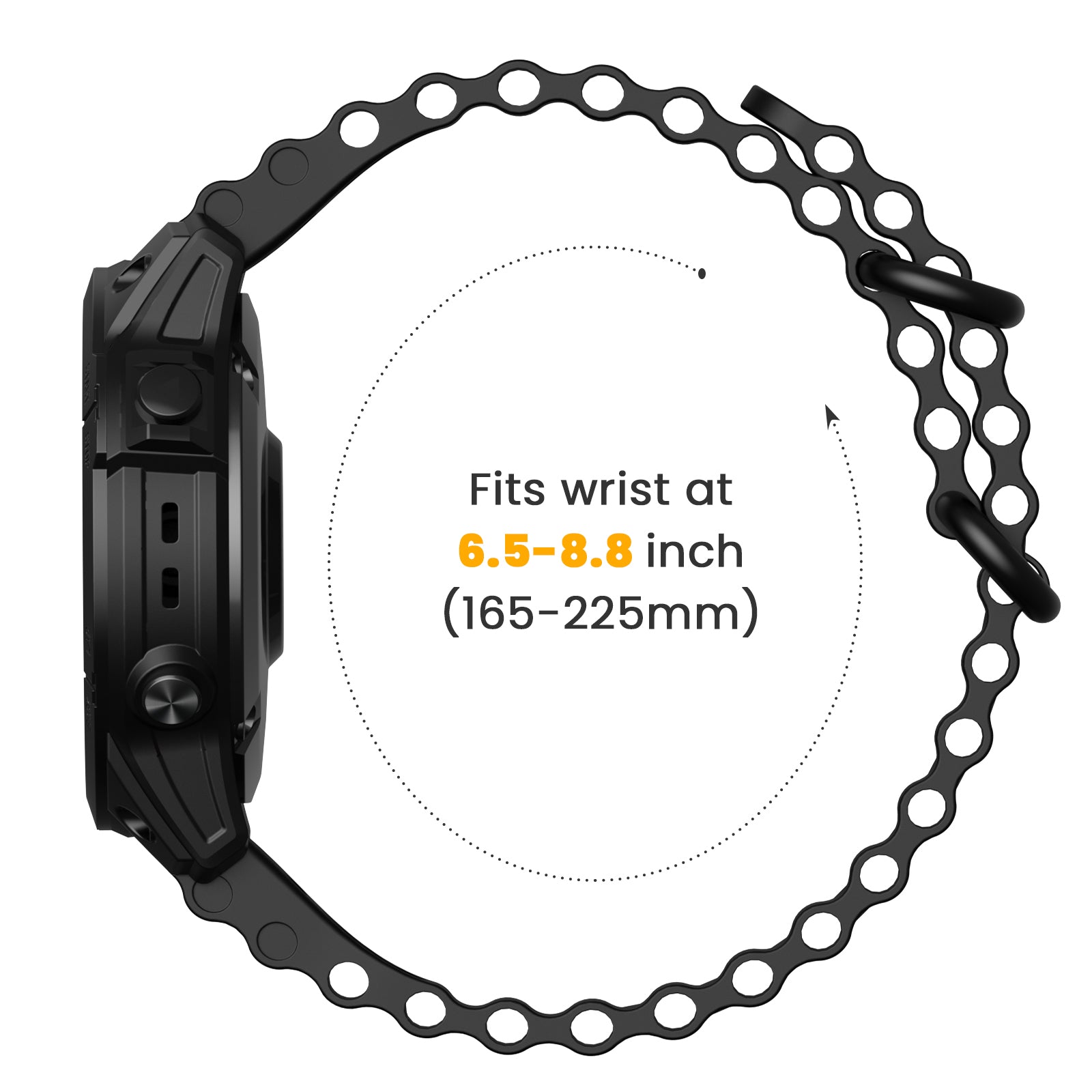 For Garmin Fenix 7 / Fenix 7 Pro Watch Strap 22mm Silicone Sport Band - Black