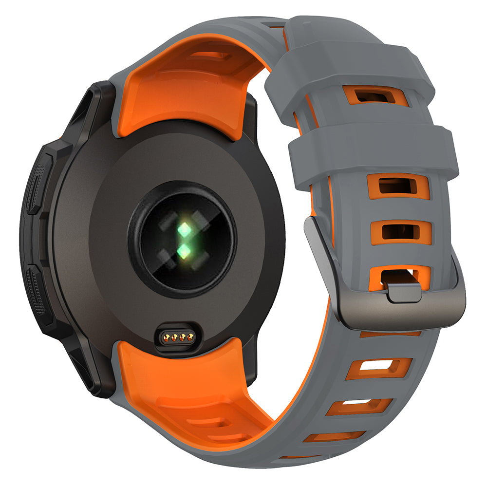 For Garmin Instinct 2X Silicone Watch Straps Dual Color Wrist Band - Orange+Black
