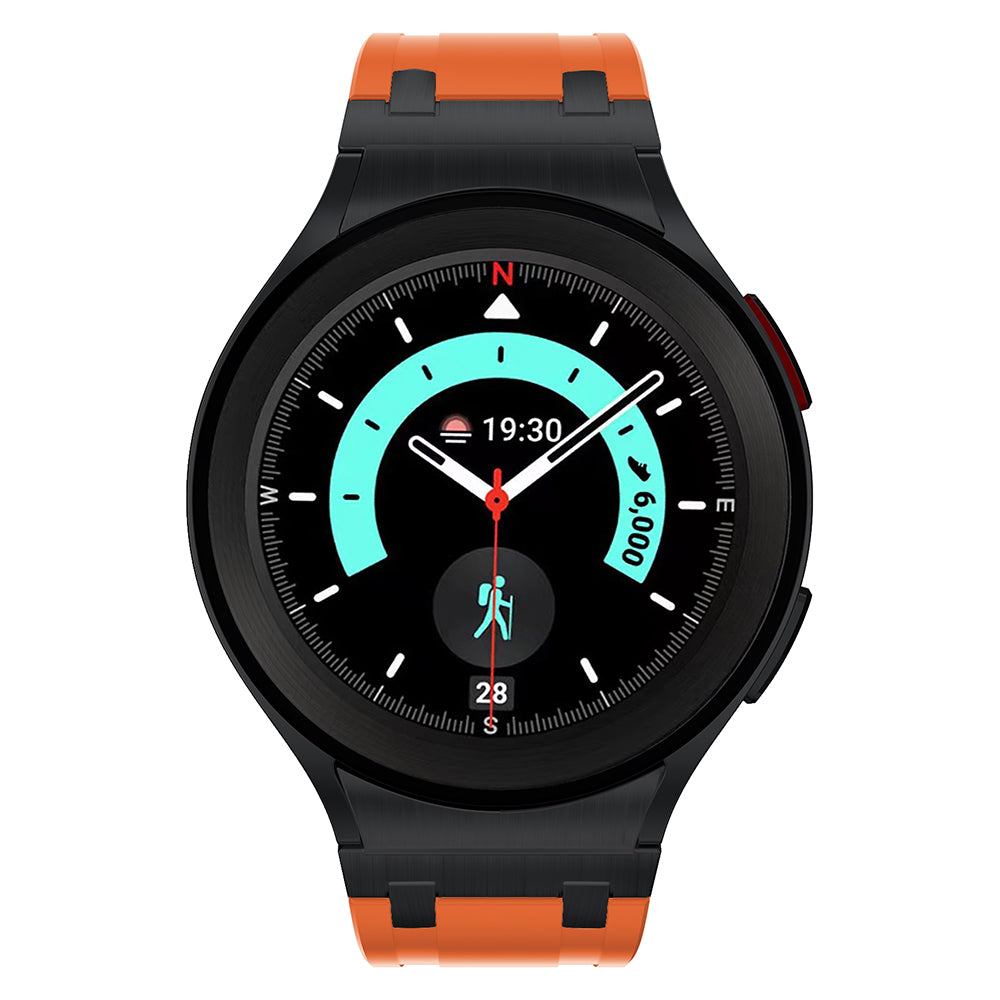 For Samsung Galaxy Watch4 / Watch 5 / Watch6 Watch Strap AP Silicone Band Waterproof - Black Buckle+Orange