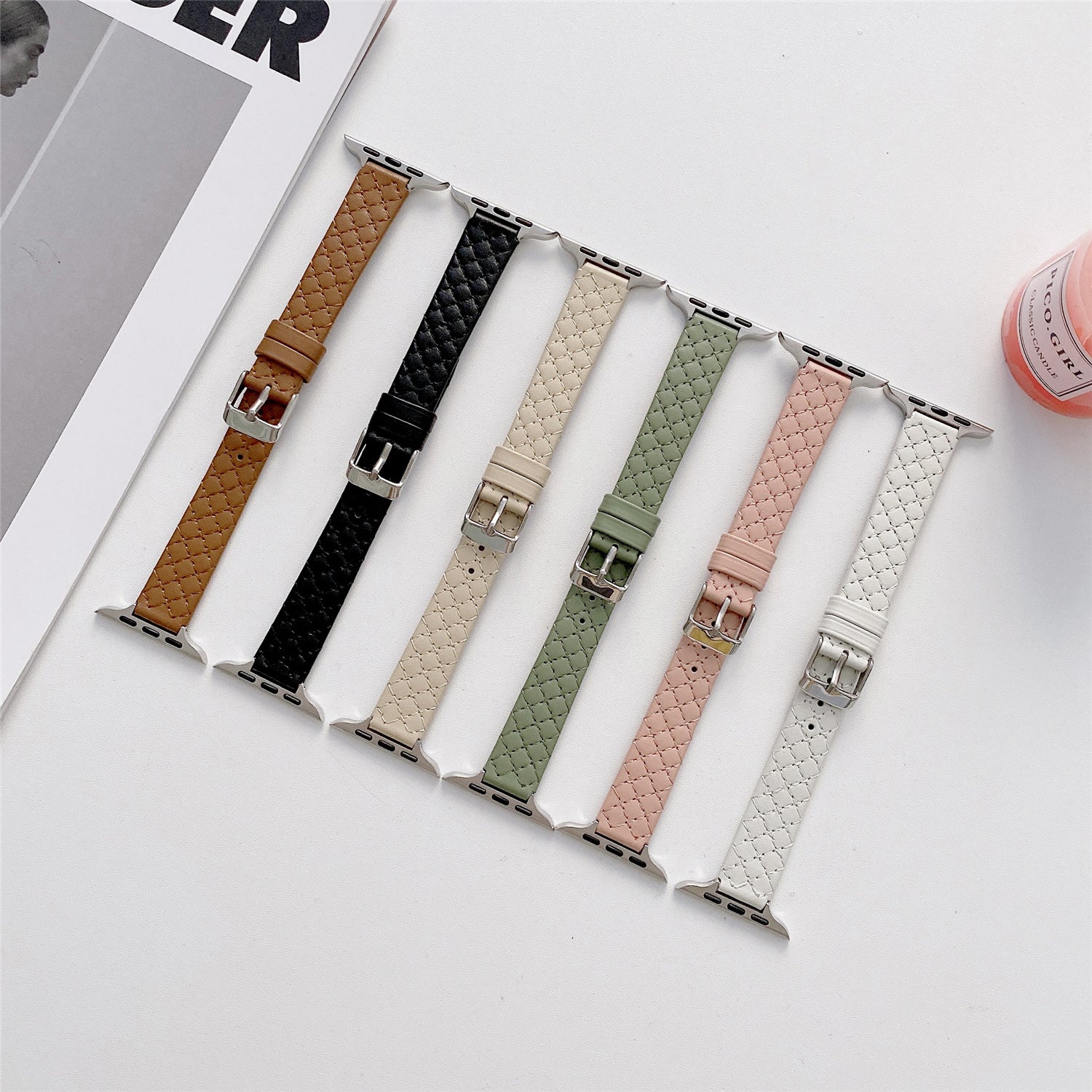 For Apple Watch Series 9 8 7 41mm  /  6 5 4 SE (2023) SE (2022) SE 40mm  /  3 2 1 38mm Watch Band PU Leather Strap - Brown