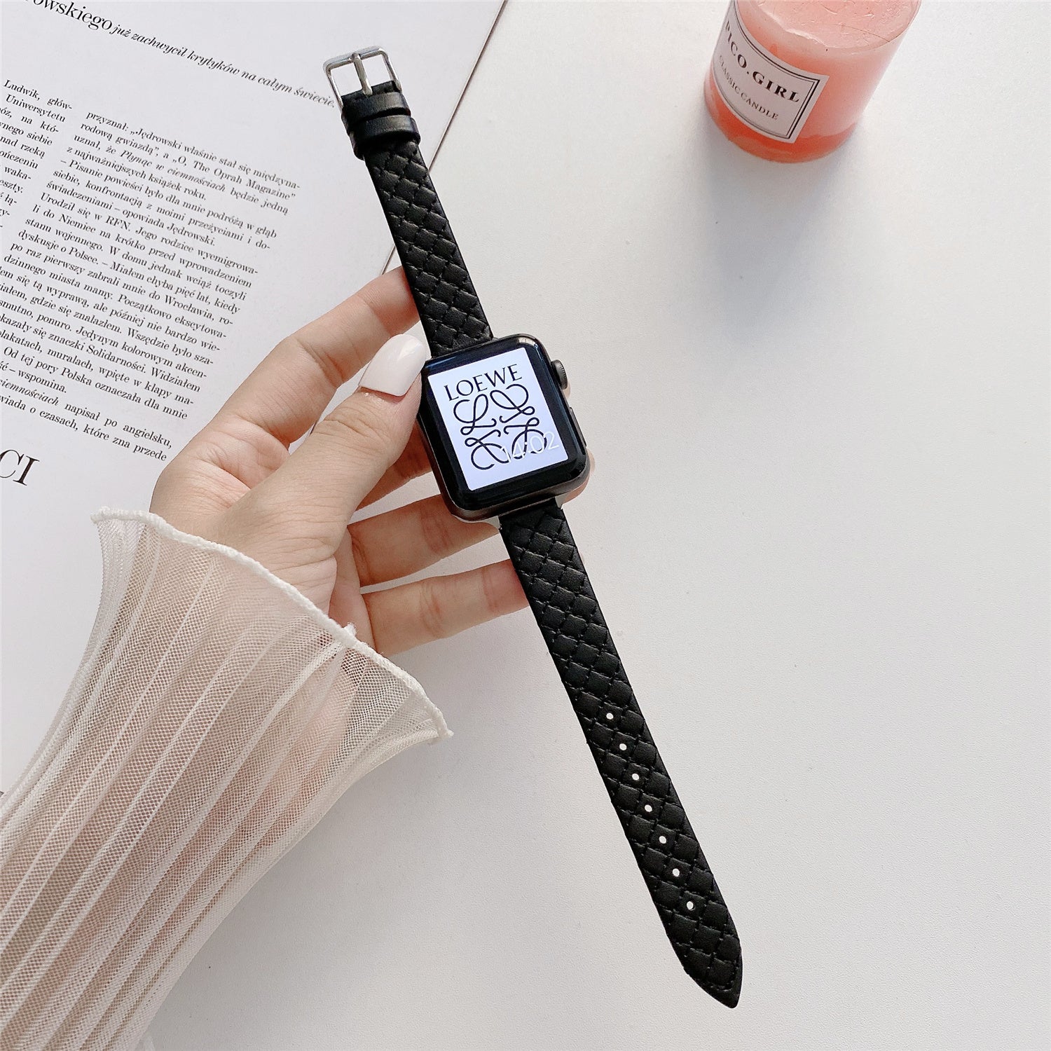 For Apple Watch Series 9 8 7 41mm  /  6 5 4 SE (2023) SE (2022) SE 40mm  /  3 2 1 38mm Watch Band PU Leather Strap - Brown