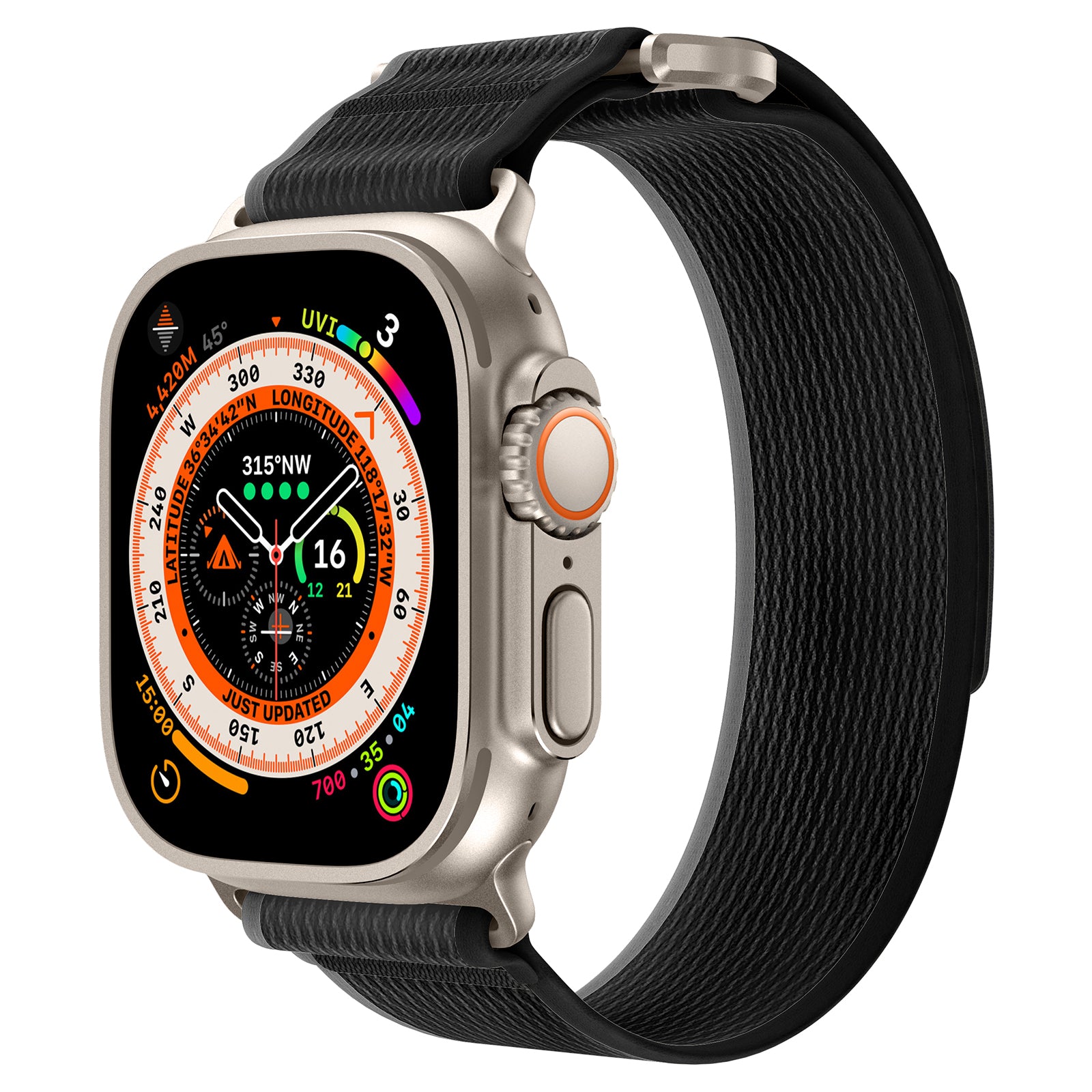 For Apple Watch Ultra 2 Ultra 49mm / Series 9 8 7 45mm / 6 5 4 SE (2023) SE (2022) SE 44mm / 3 2 1 42mm Braided Loop Strap, Size: L - Black+Grey