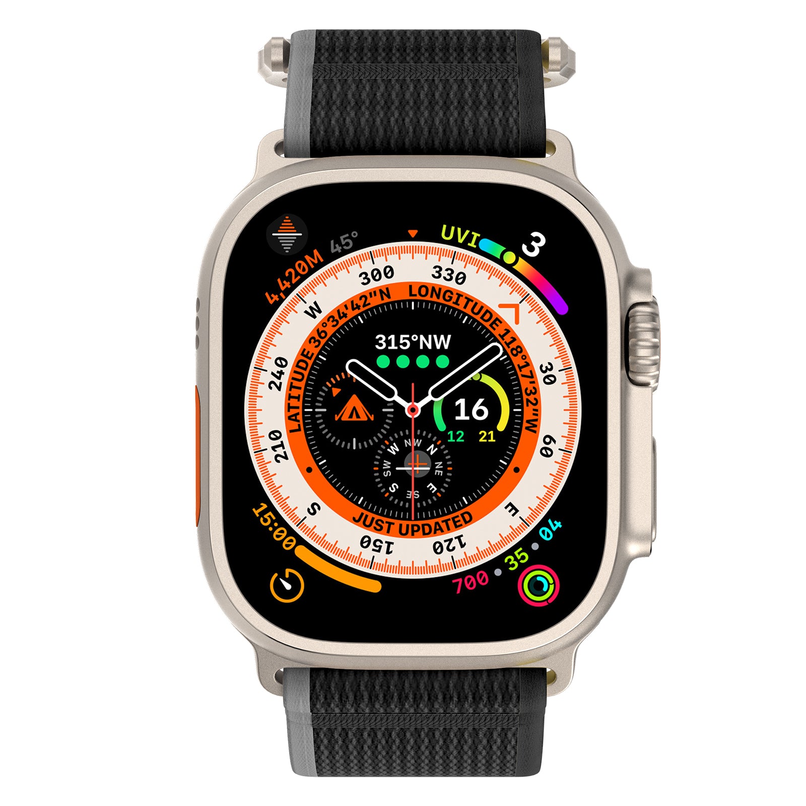 For Apple Watch Ultra 2 Ultra 49mm / Series 9 8 7 45mm / 6 5 4 SE (2023) SE (2022) SE 44mm / 3 2 1 42mm Braided Loop Strap, Size: L - Black+Grey