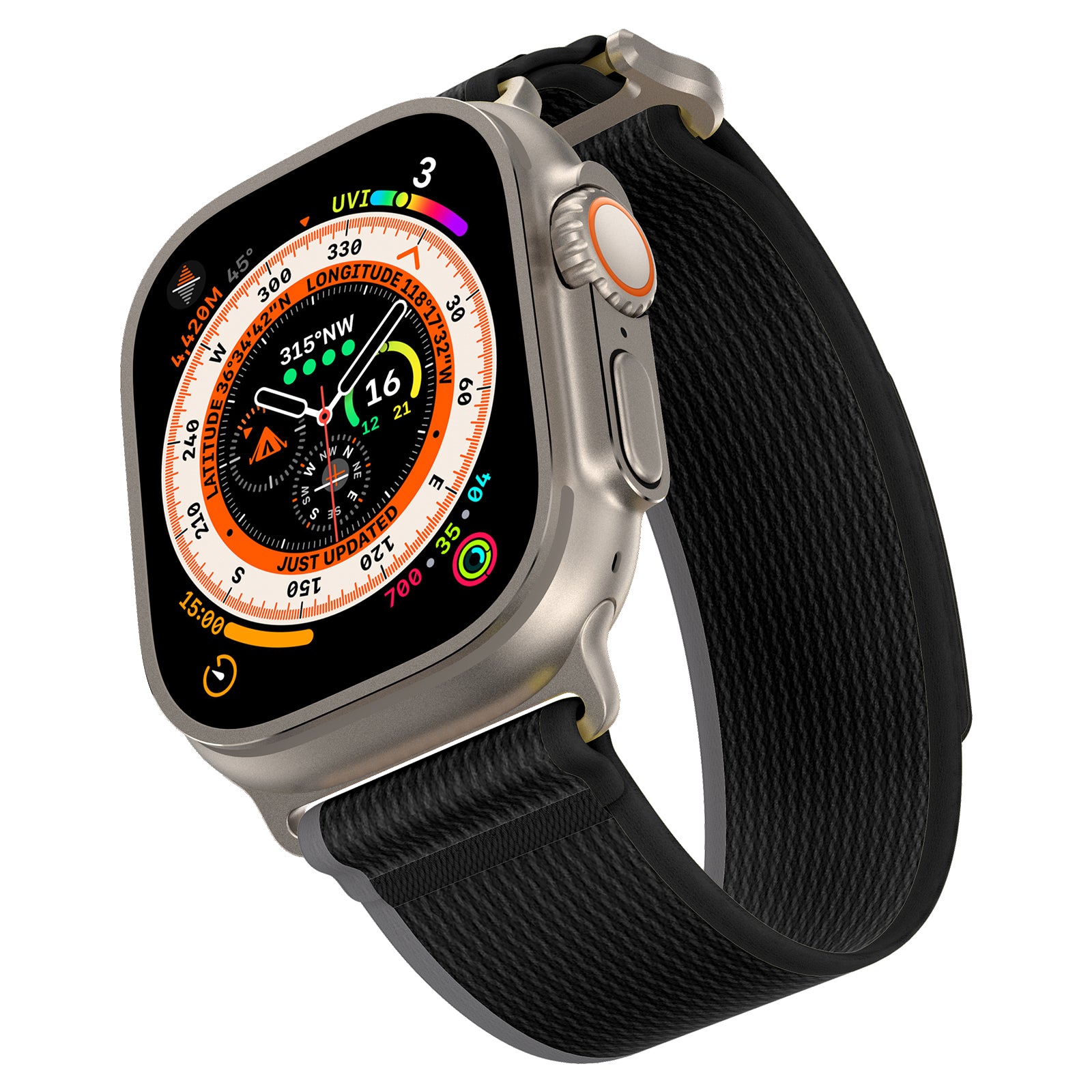 For Apple Watch Ultra 2 Ultra 49mm / Series 9 8 7 45mm / 6 5 4 SE (2023) SE (2022) SE 44mm / 3 2 1 42mm Braided Loop Strap, Size: L - Black+Grey