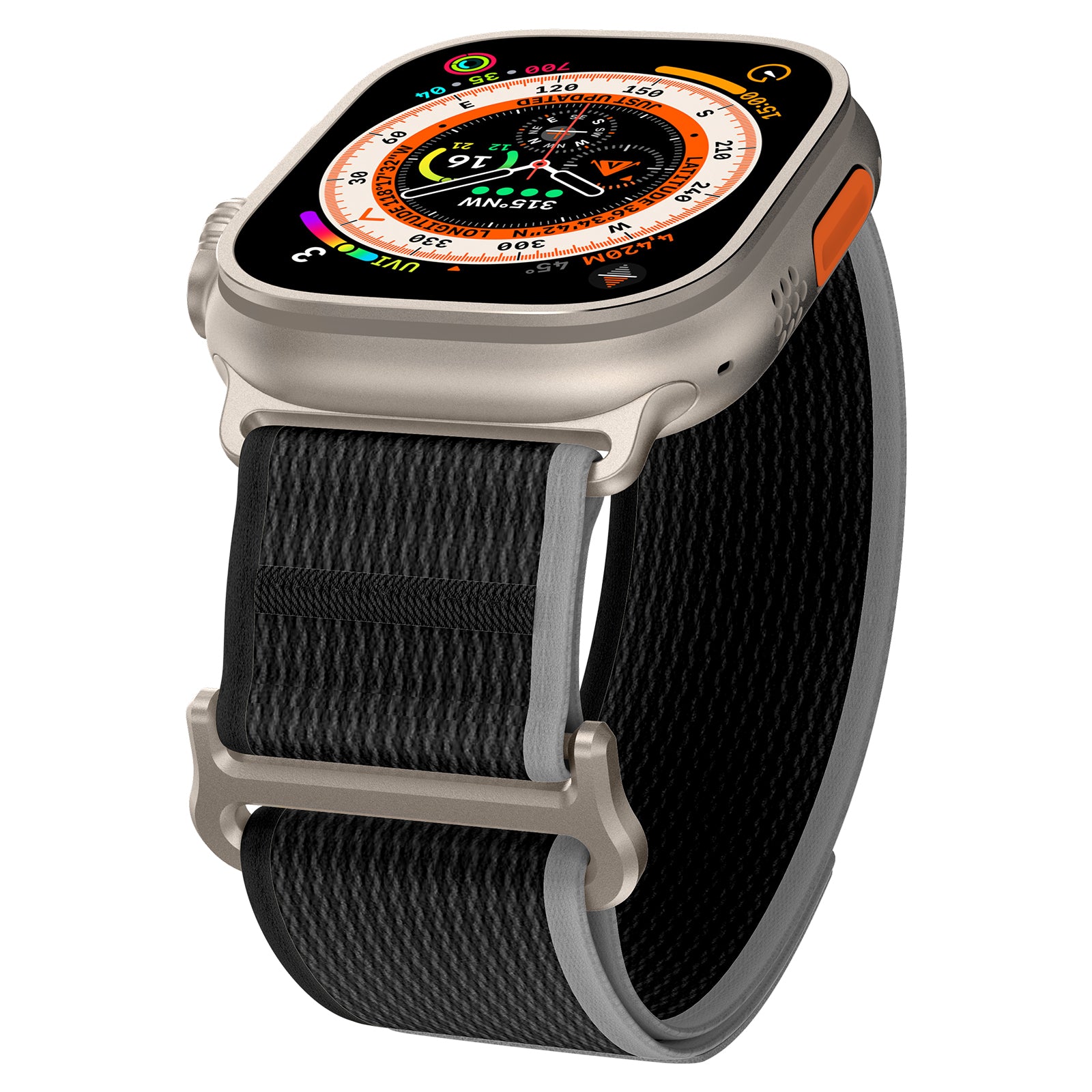 For Apple Watch Ultra 2 Ultra 49mm / Series 9 8 7 45mm / 6 5 4 SE (2023) SE (2022) SE 44mm / 3 2 1 42mm Braided Loop Strap, Size: L - Black+Grey