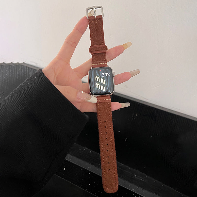 For Apple Watch Ultra 2 Ultra 49mm 9 / 8 / 7 45mm / 6 / 5 / 4 / SE / SE (2020) / SE (2023) 44mm / 3 / 2 / 1 42mm Woolen Fabric+PU Watch Band - White