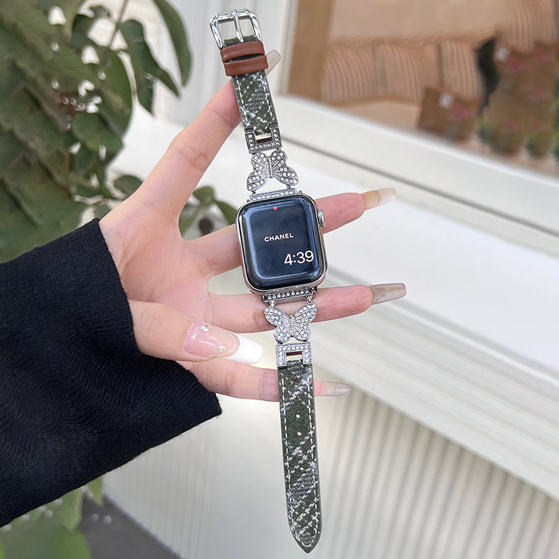 For Apple Watch Ultra 2 Ultra 49mm / 9 / 8 / 7 45mm / 6 / 5 / 4 / SE / SE (2020) / SE (2023) 44mm / 3 / 2 / 1 42mm Woolen Fabric Watchband - Green / Silver