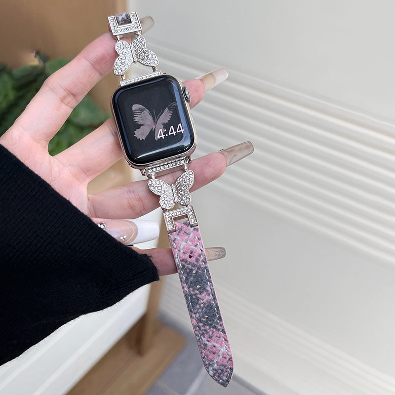 For Apple Watch Ultra 2 Ultra 49mm / 9 / 8 / 7 45mm / 6 / 5 / 4 / SE / SE (2020) / SE (2023) 44mm / 3 / 2 / 1 42mm Woolen Fabric Watchband - Green / Silver