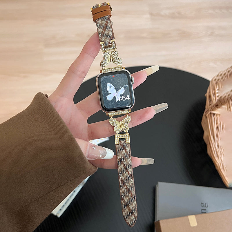 For Apple Watch Ultra 2 Ultra 49mm / 9 / 8 / 7 45mm / 6 / 5 / 4 / SE / SE (2020) / SE (2023) 44mm / 3 / 2 / 1 42mm Woolen Fabric Watchband - Green / Silver