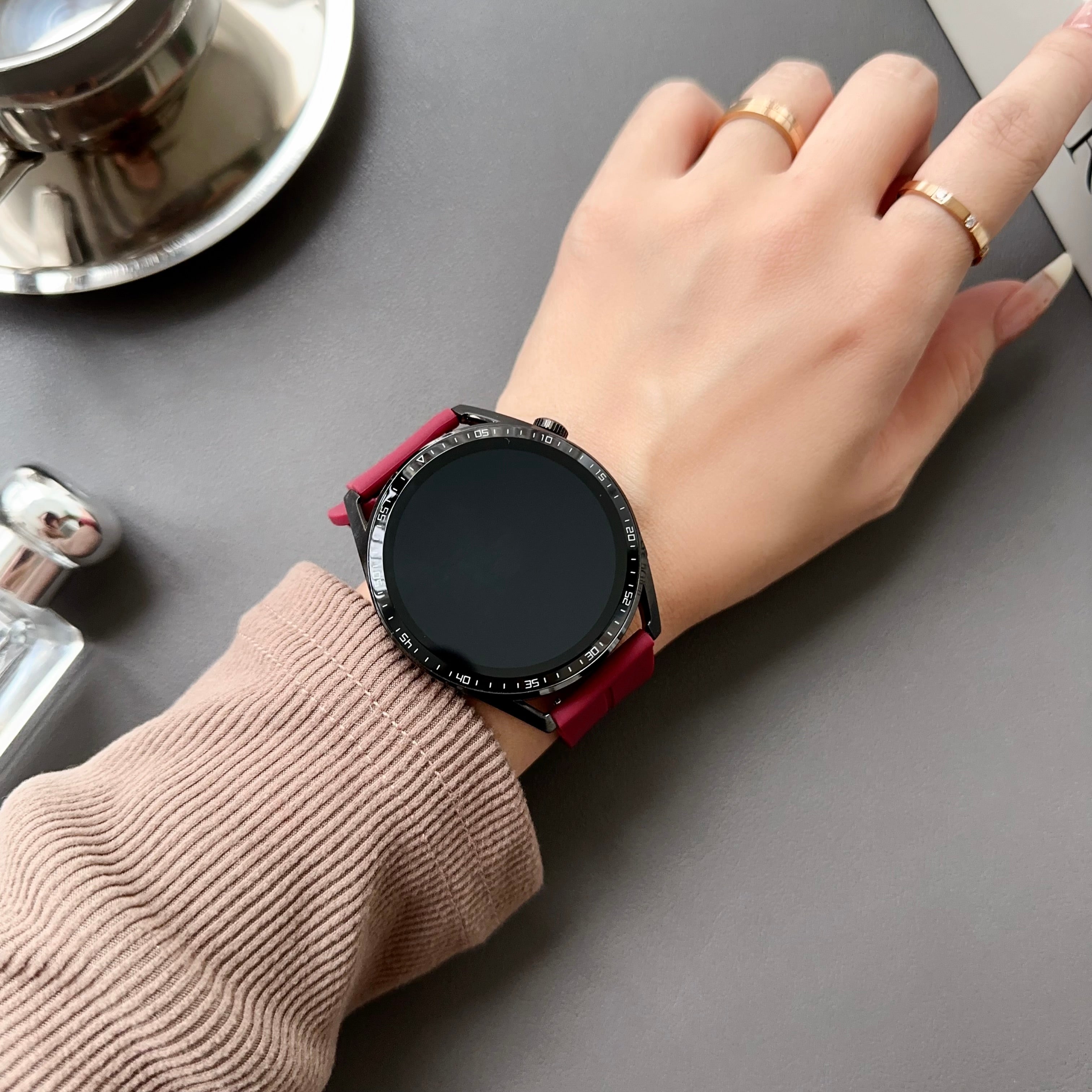For Samsung Gear S3 Classic / Garmin Vivoactive 4 Silicone Magnetic Strap 22mm Watch Band - Dark Purple