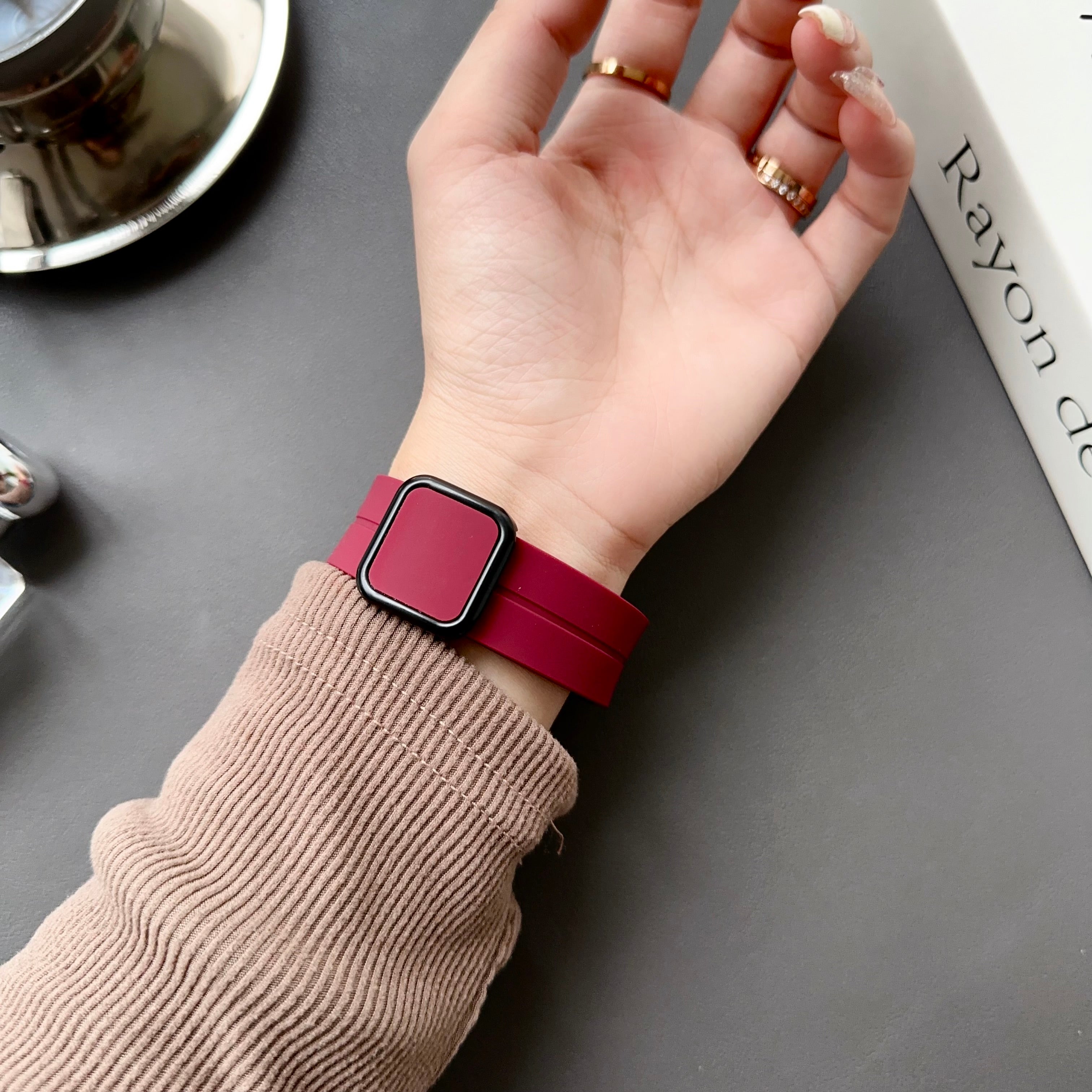For Samsung Gear S3 Classic / Garmin Vivoactive 4 Silicone Magnetic Strap 22mm Watch Band - Dark Purple