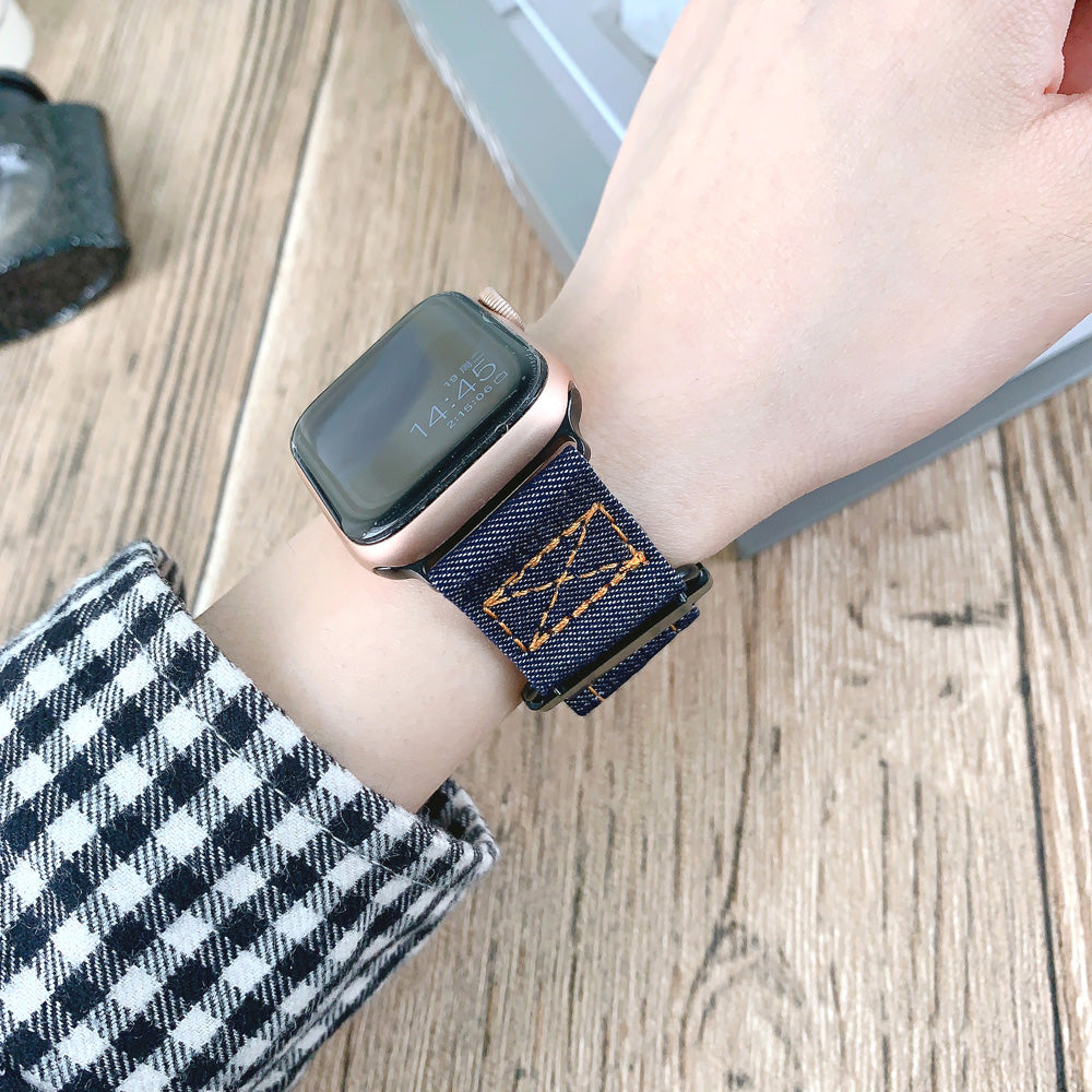 For Apple Watch Series 9 / 8 / 7 41mm / 6 / 5 / 4 / SE / SE (2020) / SE (2023) 40mm / 3 / 2 / 1 38mm Nylon Watch Strap - Jean Blue