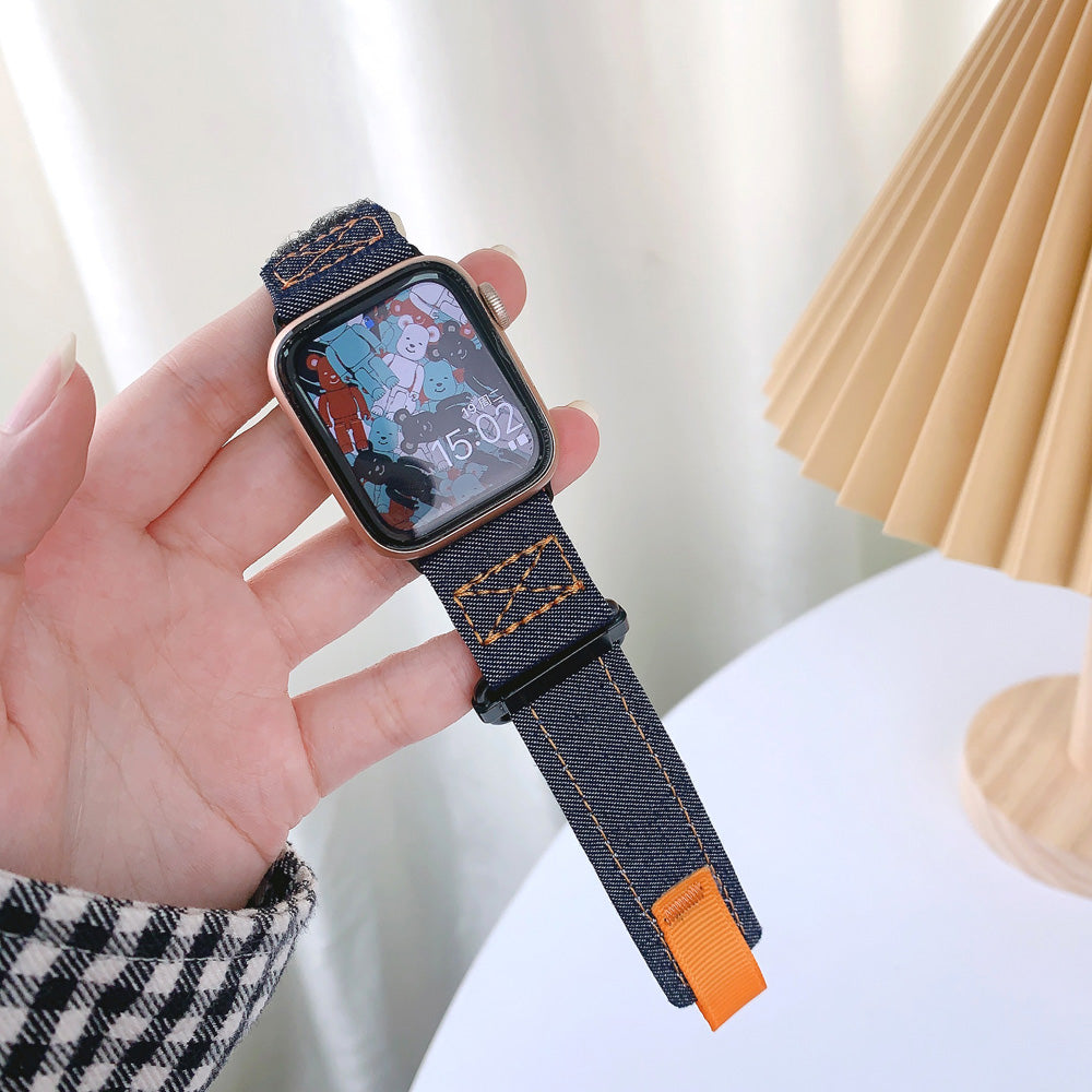 For Apple Watch Series 9 / 8 / 7 41mm / 6 / 5 / 4 / SE / SE (2020) / SE (2023) 40mm / 3 / 2 / 1 38mm Nylon Watch Strap - Jean Blue