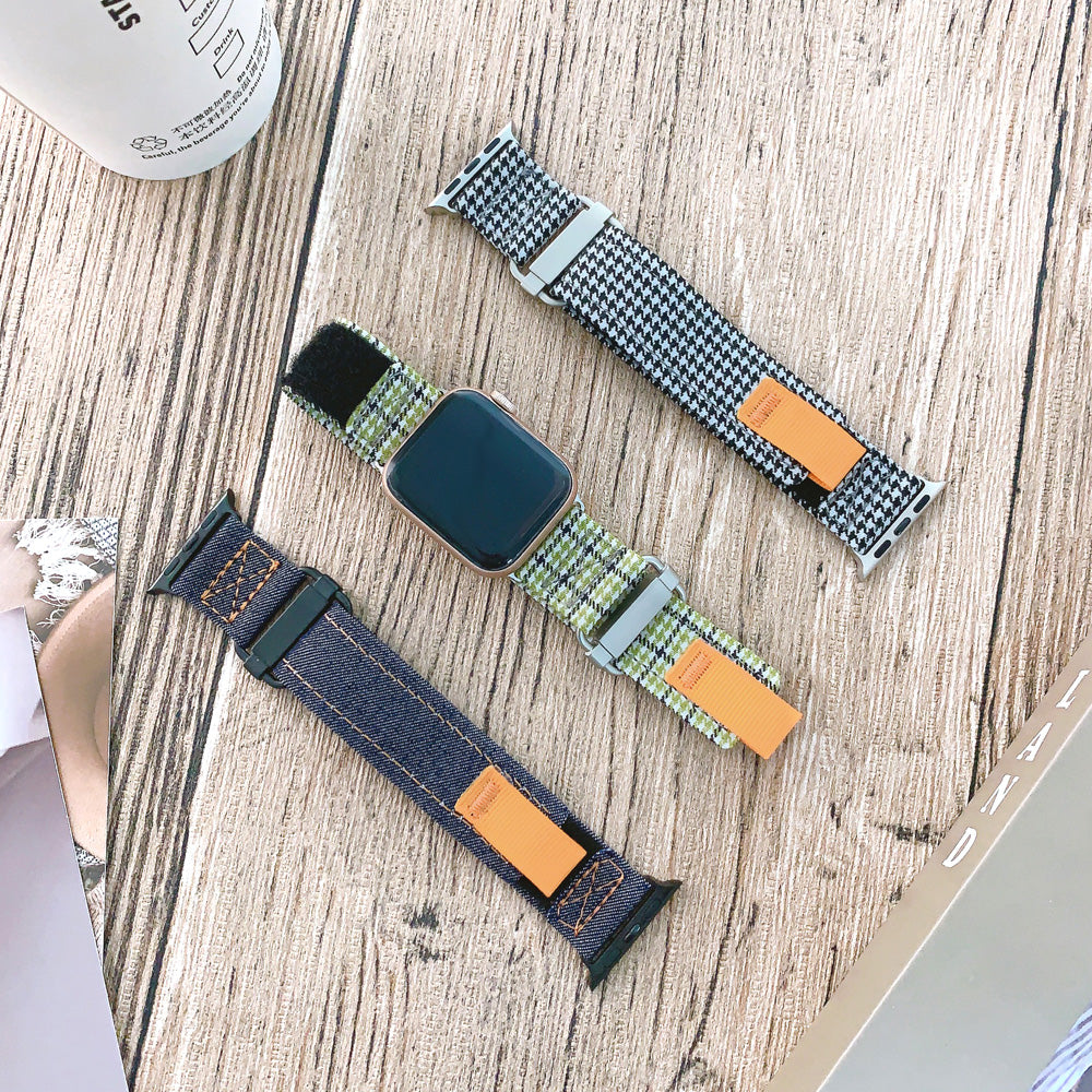 For Apple Watch Ultra 2 Ultra 49mm / 9 / 8 / 7 45mm / 6 / 5 / 4 / SE / SE (2020) / SE (2023) 44mm / 3 / 2 / 1 42mm Nylon Watchband - Green Grids