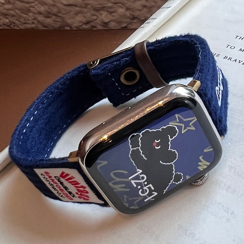 For Apple Watch Series 9 8 7 41mm / Series 6 5 4 SE (2022) SE (2023) SE 40mm / Series 3 2 1 38mm Corduroy Watch Band - Midnight Blue