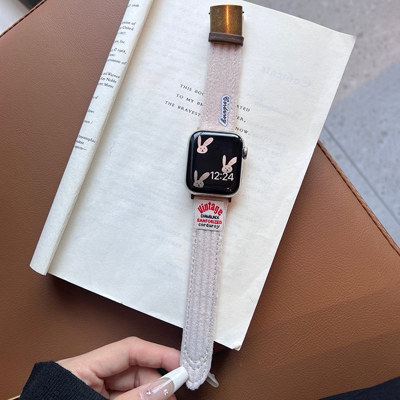 For Apple Watch Ultra 2 Ultra 49mm / Series 9 8 7 45mm / SE (2023) SE (2022) SE 6 5 4 44mm / 3 2 1 42mm Corduroy Bracelet Strap - Caramel Brown