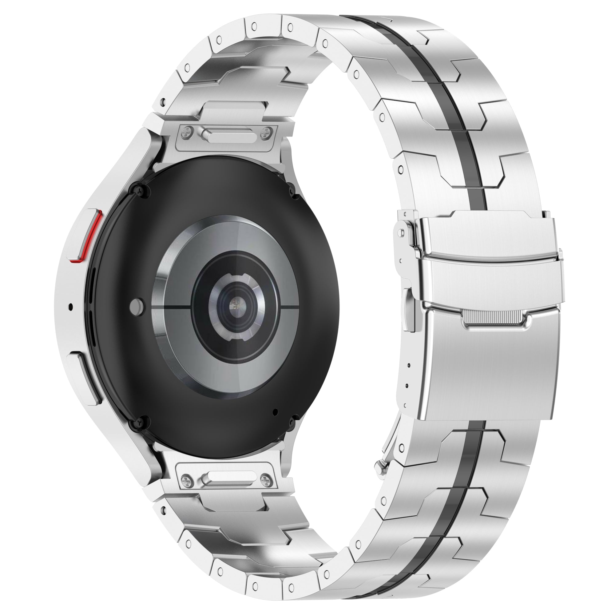 For Samsung Galaxy Watch6 40mm 44mm / Watch6 Classic 43mm 47mm Stainless Steel Band Watch Strap with Connector - Black