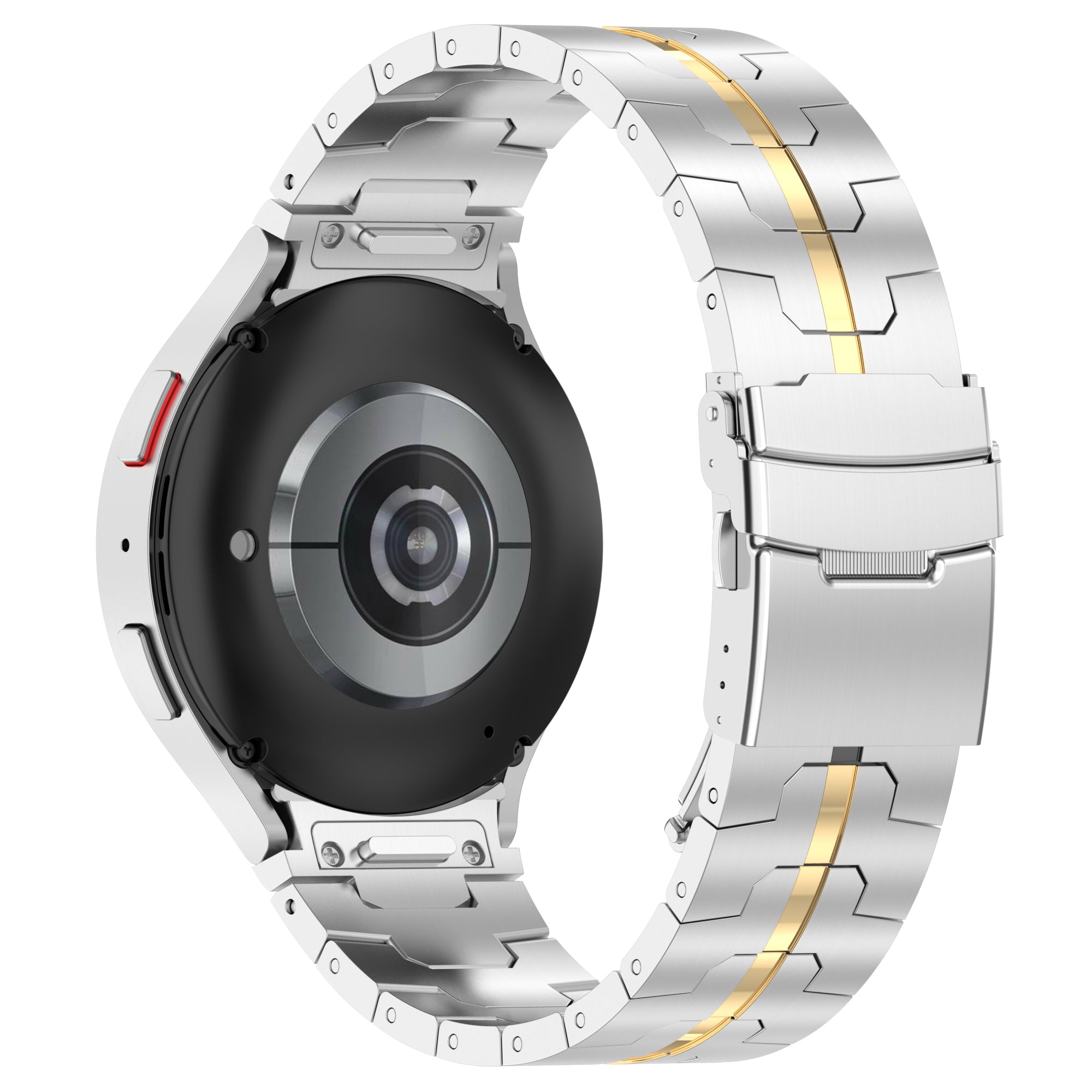 For Samsung Galaxy Watch6 40mm 44mm / Watch6 Classic 43mm 47mm Stainless Steel Band Watch Strap with Connector - Black