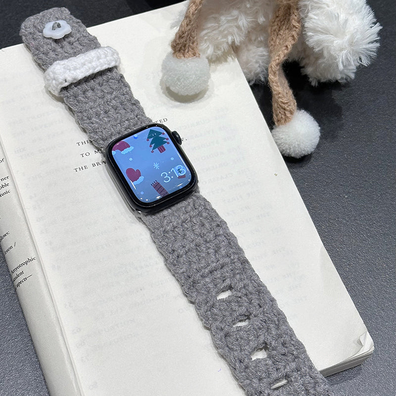 For Apple Watch Series 9 8 7 41mm / Series 6 5 4 SE (2022) SE (2023) SE 40mm / Series 3 2 1 38mm Velvet Cotton Watch Band - Grey