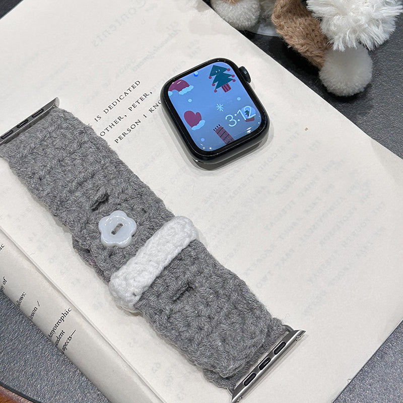 For Apple Watch Series 9 8 7 41mm / Series 6 5 4 SE (2022) SE (2023) SE 40mm / Series 3 2 1 38mm Velvet Cotton Watch Band - Grey