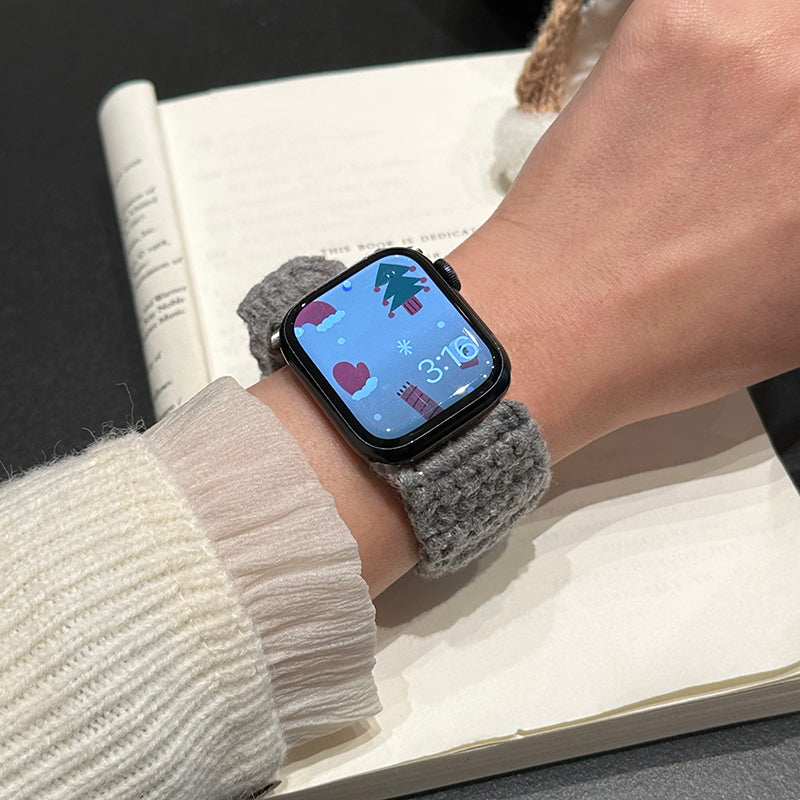 For Apple Watch Series 9 8 7 41mm / Series 6 5 4 SE (2022) SE (2023) SE 40mm / Series 3 2 1 38mm Velvet Cotton Watch Band - Grey