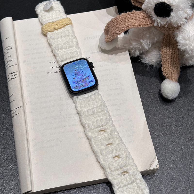 For Apple Watch Ultra 2 Ultra 49mm  /  Series 9 8 7 45mm  /  SE (2023) SE (2022) SE 6 5 4 44mm  /  3 2 1 42mm Knitting Bracelet Strap - Beige
