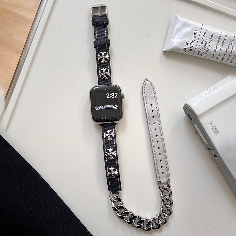For Apple Watch Series 9 8 7 41mm / SE (2023) SE (2022) SE 6 5 4 40mm / 3 2 1 38mm Leather Watch Band Bracelet