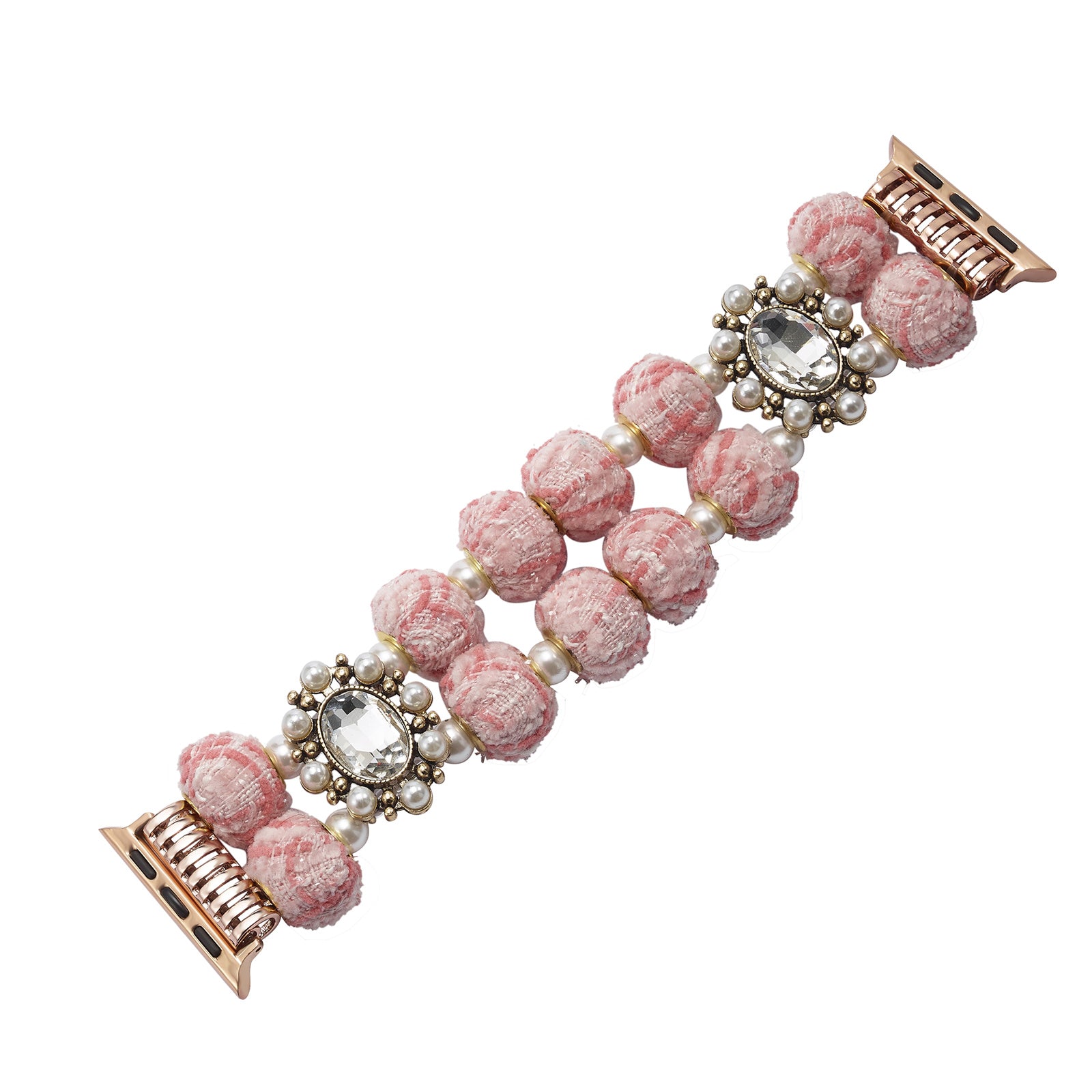 For Apple Watch Ultra 2 Ultra 49mm / Series 9 8 7 45mm / SE (2023) SE (2022) SE 6 5 4 44mm / 3 2 1 42mm Beaded Bracelet Strap - Rose