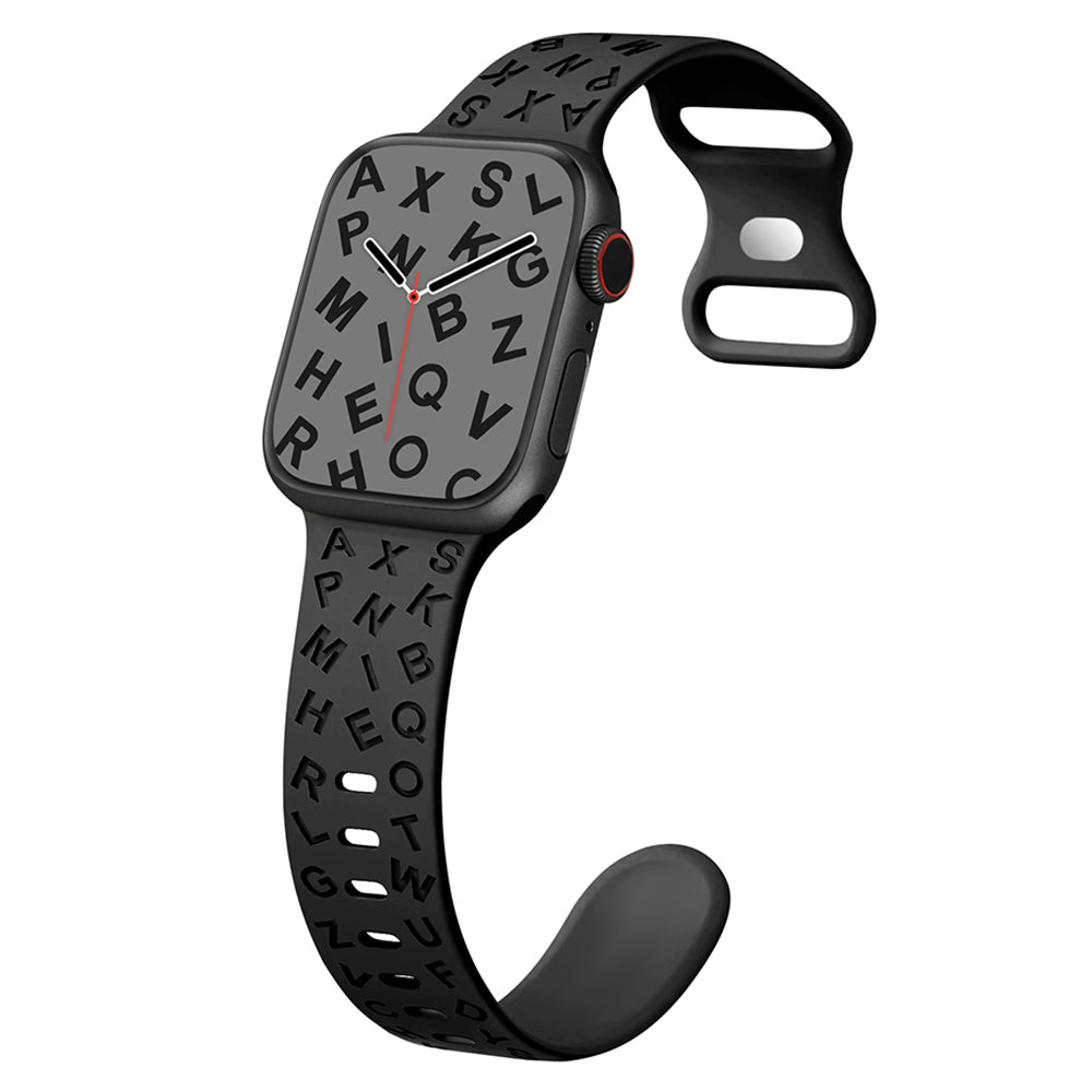 For Apple Watch Ultra 2 Ultra 49mm / 9 8 7 45mm / SE (2023) SE (2022) SE 6 5 4 44mm / 3 2 1 42mm Silicone Watch Strap - Black