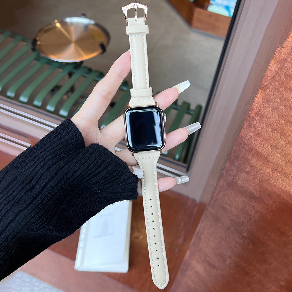 For Apple Watch Series 9 / 8 / 7 41mm / 6 / 5 / 4 / SE / SE (2020) / SE (2023) 40mm / 3 / 2 / 1 38mm Replacement PU Watch Strap - Light Brown