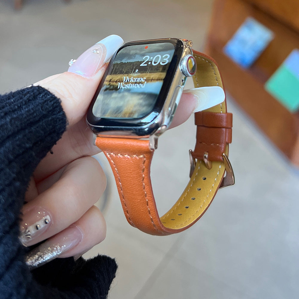 For Apple Watch Ultra 2 Ultra 49mm / 9 / 8 / 7 45mm / 6 / 5 / 4 / SE / SE (2020) / SE (2023) 44mm / 3 / 2 / 1 42mm PU Watchband - Light Brown
