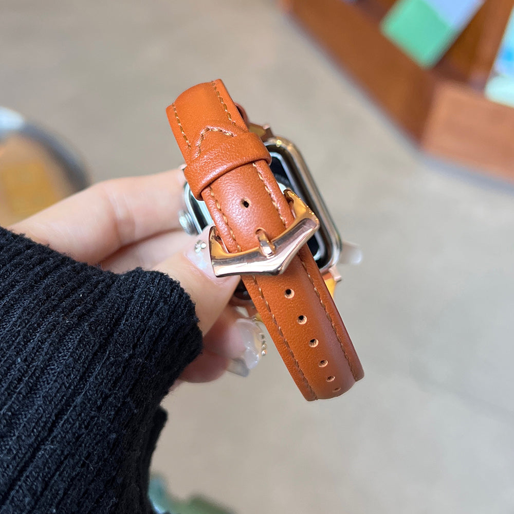 For Apple Watch Ultra 2 Ultra 49mm / 9 / 8 / 7 45mm / 6 / 5 / 4 / SE / SE (2020) / SE (2023) 44mm / 3 / 2 / 1 42mm PU Watchband - Light Brown