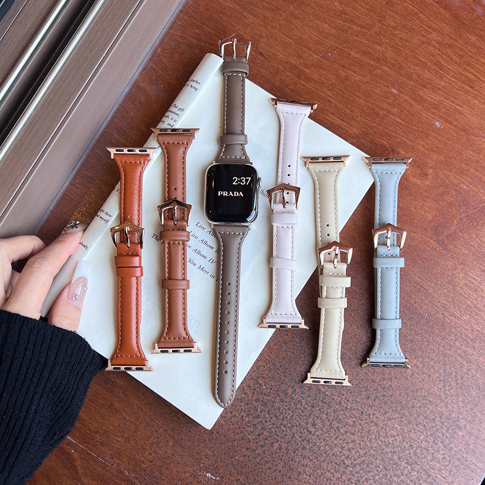For Apple Watch Ultra 2 Ultra 49mm / 9 / 8 / 7 45mm / 6 / 5 / 4 / SE / SE (2020) / SE (2023) 44mm / 3 / 2 / 1 42mm PU Watchband - Light Brown
