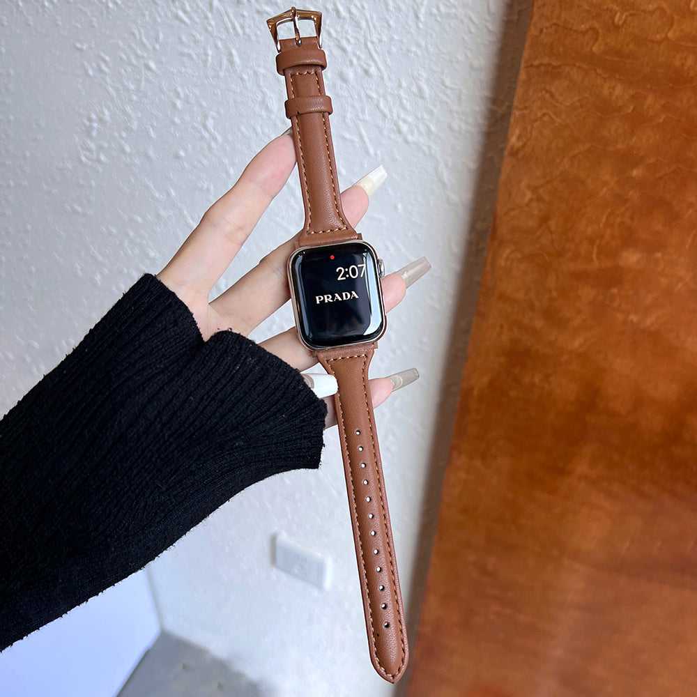 For Apple Watch Ultra 2 Ultra 49mm / 9 / 8 / 7 45mm / 6 / 5 / 4 / SE / SE (2020) / SE (2023) 44mm / 3 / 2 / 1 42mm PU Watchband - Light Brown
