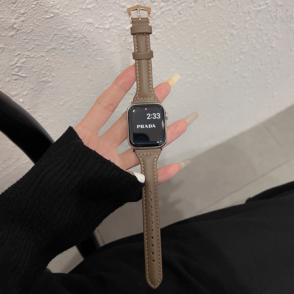 For Apple Watch Ultra 2 Ultra 49mm / 9 / 8 / 7 45mm / 6 / 5 / 4 / SE / SE (2020) / SE (2023) 44mm / 3 / 2 / 1 42mm PU Watchband - Light Brown