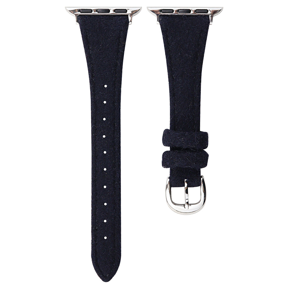 For Apple Watch Ultra 2 Ultra 49mm / 9 8 7 45mm / SE (2023) SE (2022) SE 6 5 4 44mm / 3 2 1 42mm Slim Woolen Watch Strap - Black