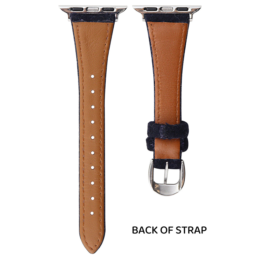 For Apple Watch Ultra 2 Ultra 49mm / 9 8 7 45mm / SE (2023) SE (2022) SE 6 5 4 44mm / 3 2 1 42mm Slim Woolen Watch Strap - Black