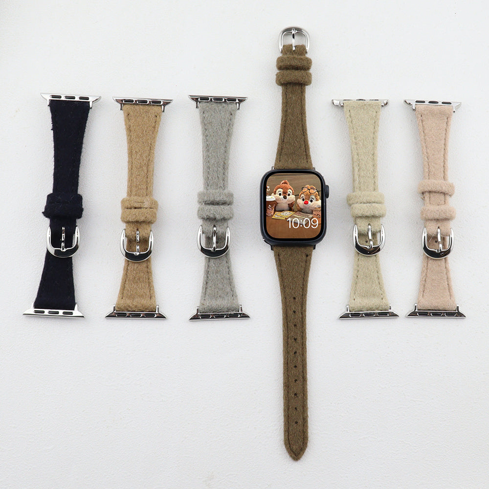 For Apple Watch Ultra 2 Ultra 49mm / 9 8 7 45mm / SE (2023) SE (2022) SE 6 5 4 44mm / 3 2 1 42mm Slim Woolen Watch Strap - Black